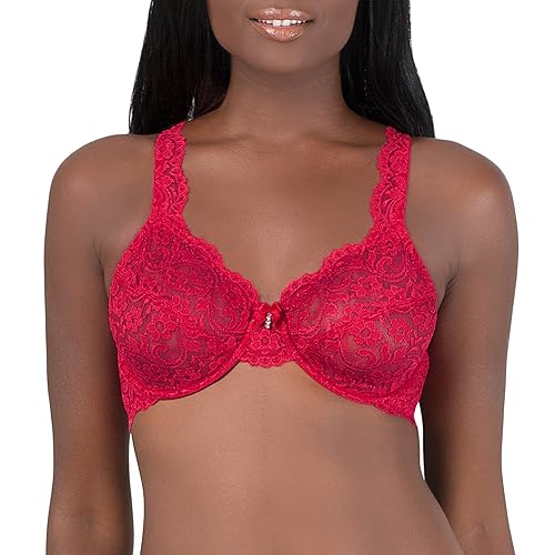 Smart & Sexy Women's Signature Lace Unlined Underwire Bra, No No Red, 36C