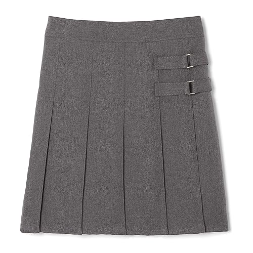 French Toast girls Adjustable Waist Two-tab Pleated-front Scooter Skirt, Heather Gray, 5 US