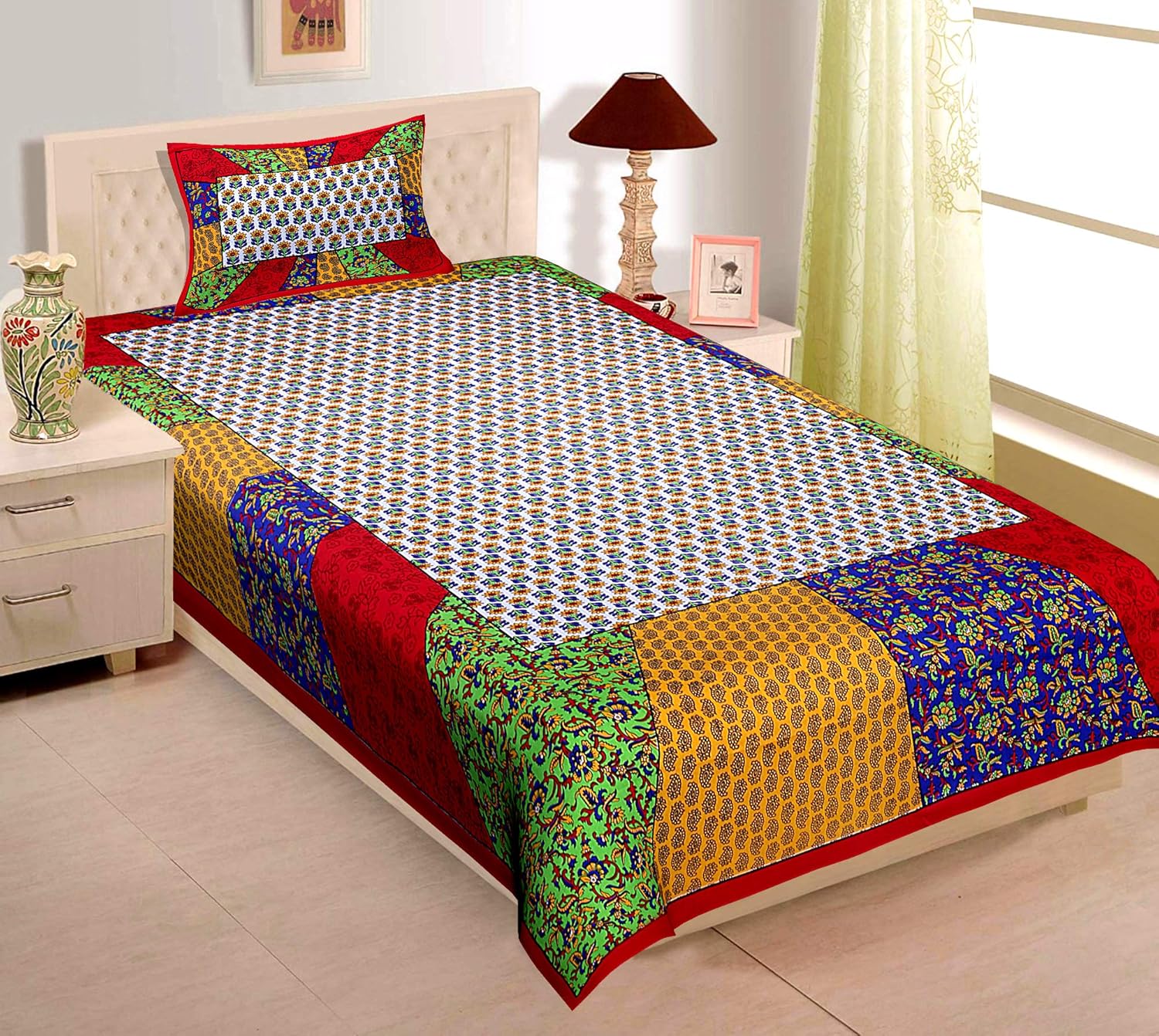 RajasthaniKart Comfort Rajasthani Jaipuri Traditional Sanganeri Print