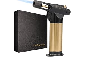 inZaynity "The Beast" Refillable Butane Torch – High-Power Handheld Blow Torch for Cooking, BBQ, Crème Brûlée, Soldering, Welding & Resin Art | Adjustable Flame with Ignition Lock – Black Gold