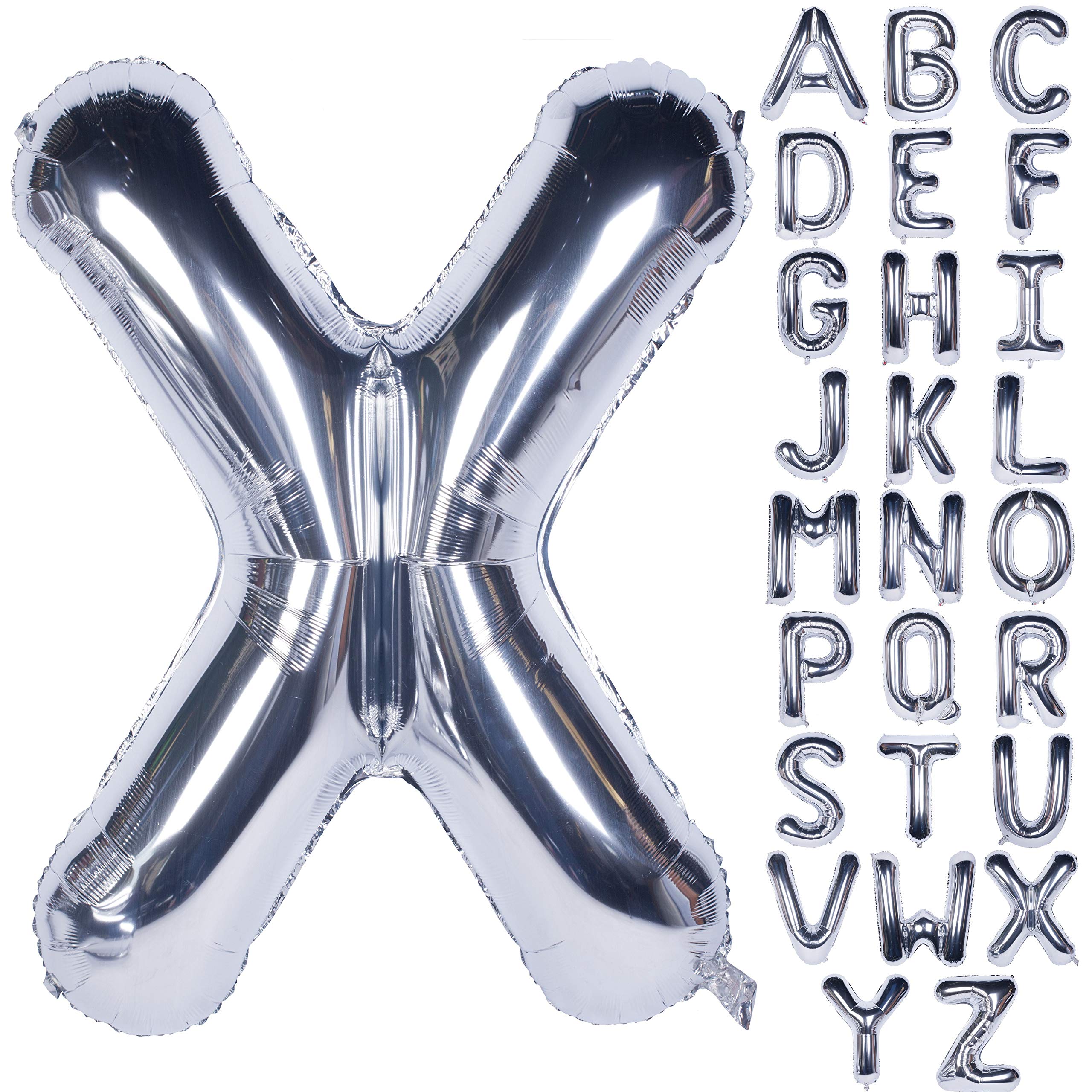 Letter Balloons Silver Large Letter X Balloon 40 Inch Foil Helium Alphabet Balloons Birthday Party Baby Shower Graduation Ceremony Decoration (Silver Letter X)