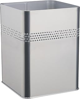 Durable 332023 Papierkorb Metall eckig 18,5 Liter, dekorative Perforation 30 mm, silber