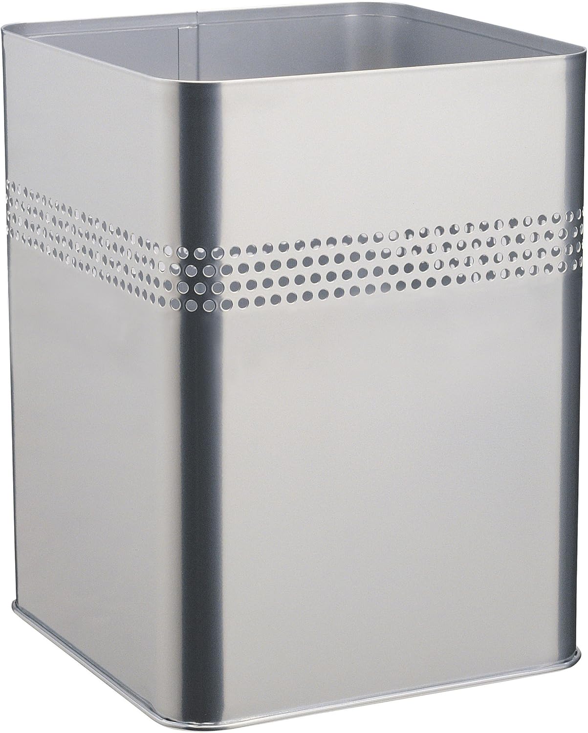 Durable 332023 Papierkorb Metall eckig 18,5 Liter, dekorative Perforation 30 mm, silber