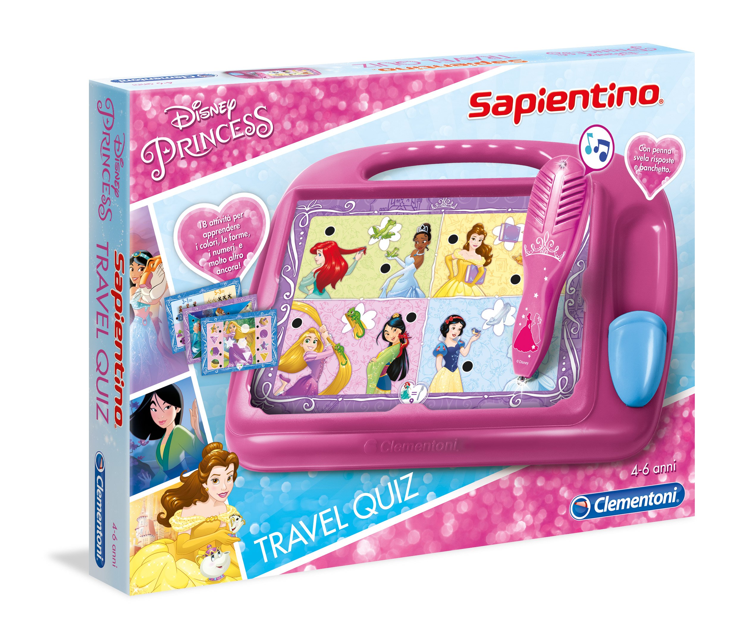 Clementoni Travel Quiz Travel Set (Italian Version) Princess Multi-Coloured