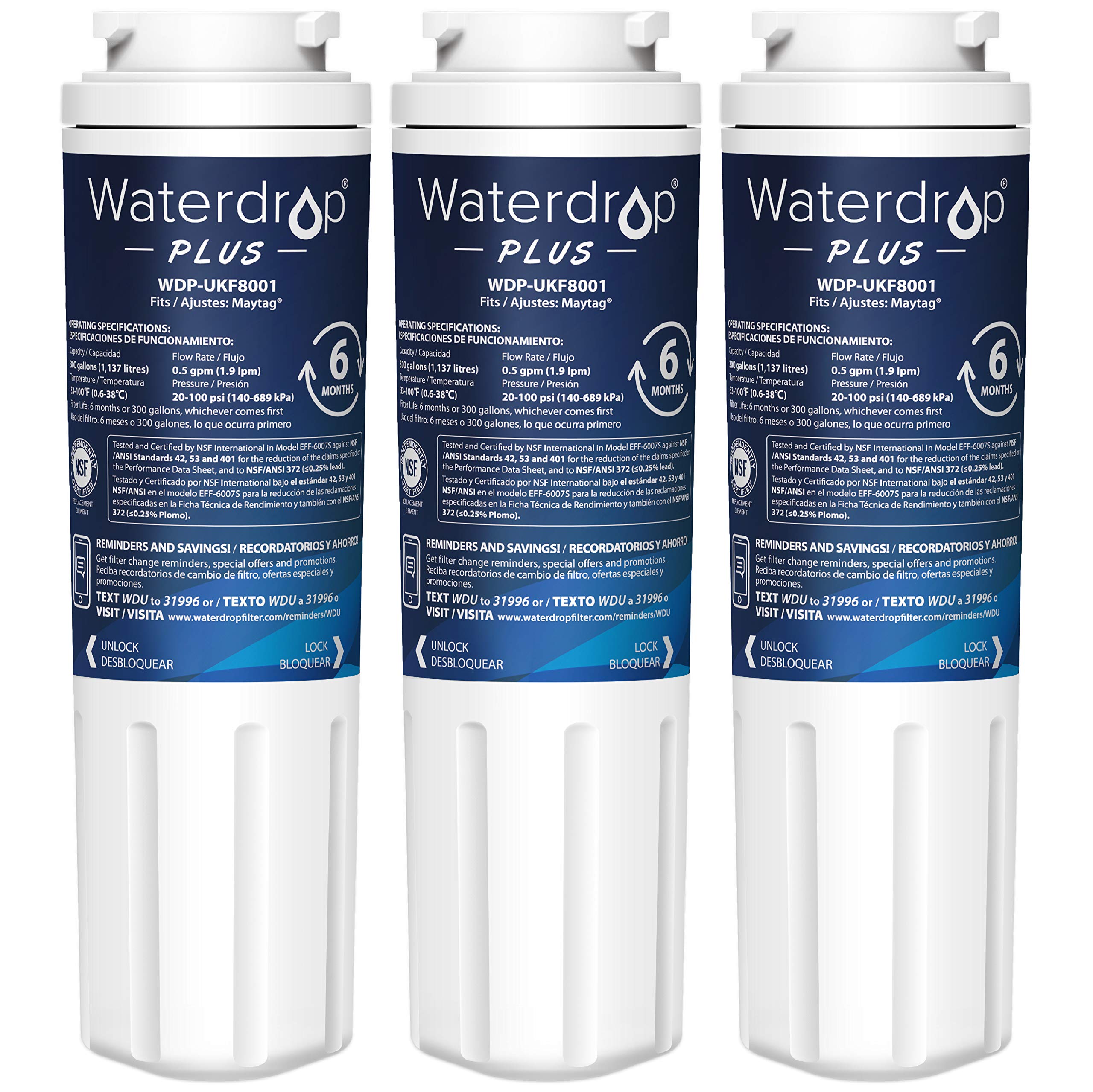 Waterdrop UKF8001 Refrigerator Water Filter, Compatible with Maytag