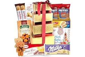EVA'S GIFT UNIVERSE Valentines Gifts Tower Box Premium Gourmet Assorted Chocolates, Candy Waffle Teddy Bears Holiday Party Basket Gift for Adults College Students Office Staff Girls Boys