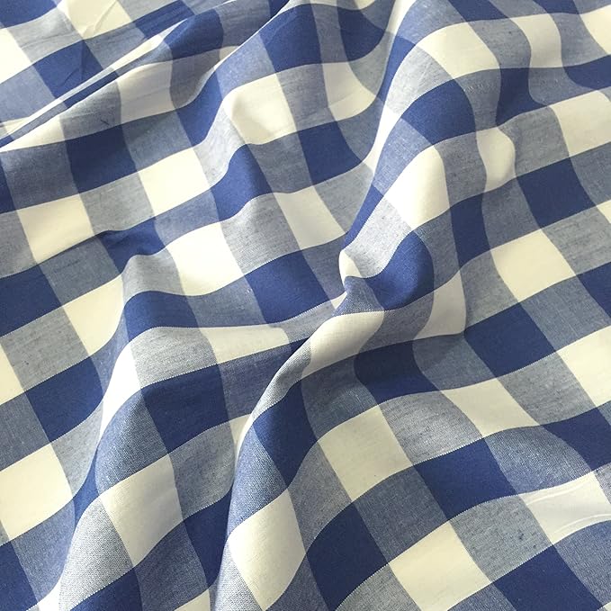 ROYAL BLUE Gingham Fabric Polyester and Cotton 1" Check 45" Wide