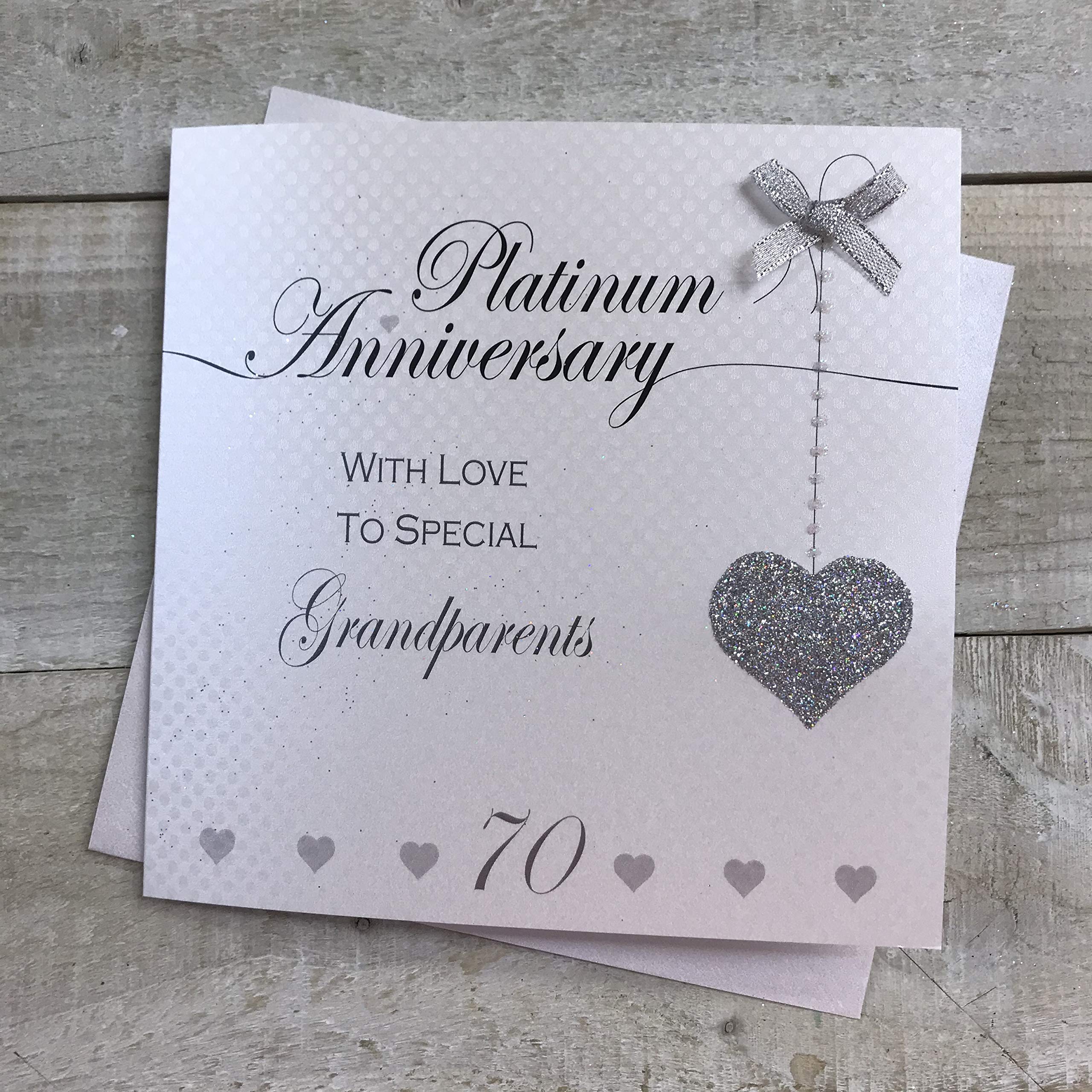 70th Anniversary Platinum Card for Special Grandparents - - by WHITE COTTON CARDS LLA70-GP,grey|white|black,16cm x 16cm