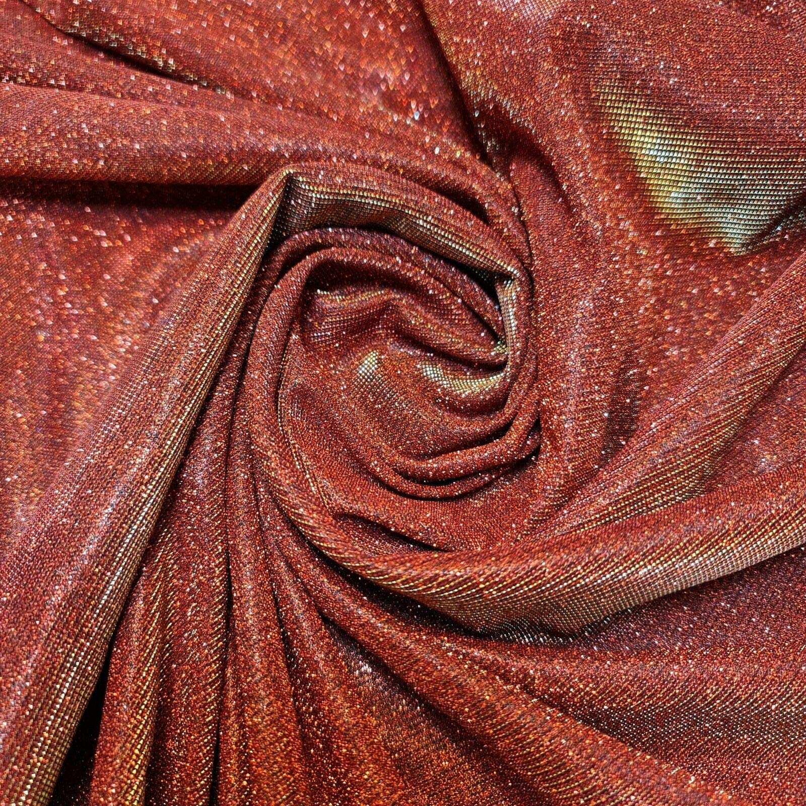 Shimmer Moonlight Glitter Nylon Multi Purpose Stardust Sparkly Shiny Bling Decorations Dress Craft Backdrop Decor Fabric Material 58" - 150cm Wide Sold As 1 Meter Pre - Cut Lengths (Red/Gold)