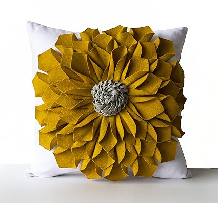 Amazon Com Decorative Pillow Case Felt Flower Pillow Cover