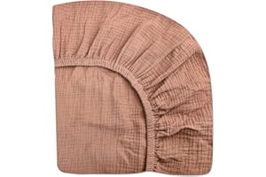 MEOWCARDS Crib Sheets for Boys Girl, Fitted Baby Toddler Bed Sheets 28" x 52", Neutral Muslin Cotton Crib Mattress Sheet with Boho Style, Soft and Breathable Comfort (Crib Sheet, Dusty Rose)