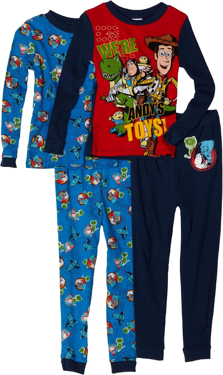 Komar Little Boys' Toy Story 4 Piece Pajama Sets, Blue, 3T
