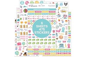 Bloom Daily Planners Productivity Stickers - Variety Sticker Pack - Six Sticker Sheets Per Pack!