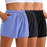 Neer 3 Pack Womens Sweat Shorts Comfy Casual Lounge Drawstring High Waist Summer Athletic Shorts with Pocket 2025
