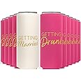 11 Pack Neoprene Slim Can Sleeves: Bachelorette Party Favors, Beach Bachelorette Party Decorations, 10 Pink Bachelorette and One White Bride, Printed in Gold on Both Sides, Bachelorette Drink Coolers