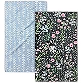 Eulnars Kitchen Towels, 18" x 30" Dish Towels for Kitchen Drying, Quick Dry Tea Towels, Premium Microfiber Dish Cloths, Midnight Bloom Series, 2-Pack