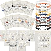 Landical 20 Set Team Gift for Employees Bulk Inspirational Bracelets Clay Beaded Team Building Gifts with Motivational Card for Office Staff Social Worker Secretary Assistant Coworker(Neutral Color)