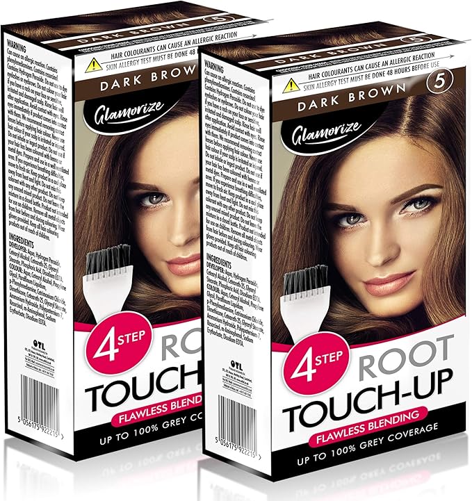 2pk Root Touch Up Brown Hair Dye No.5 Easy to Use, Fade Resistant