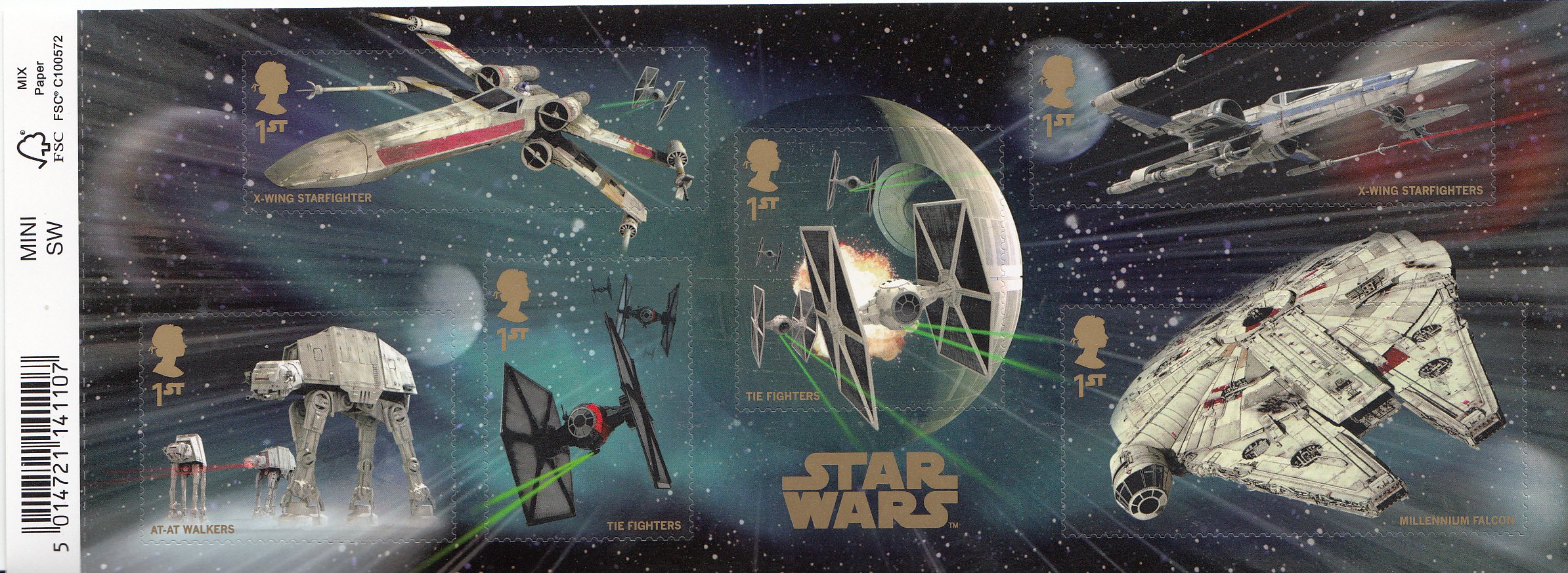 2015 Star Wars Miniature Sheet No. 113 with Barcode – Royal Mail Stamps