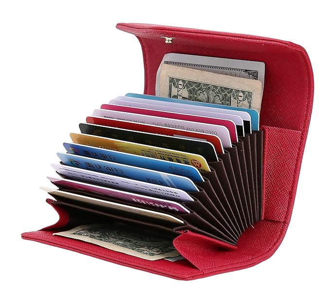 Easyoulife Womens Leather Credit Card Holder Wallet Case Zip Around