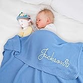 Greatabox Personalized Baby Blanket Embroidered with Name, Custom Knit Baby Blanket for Girls Boys, 30x40in Customized Baby Blanket for Personalized Baby Gifts, Unisex for Newborn