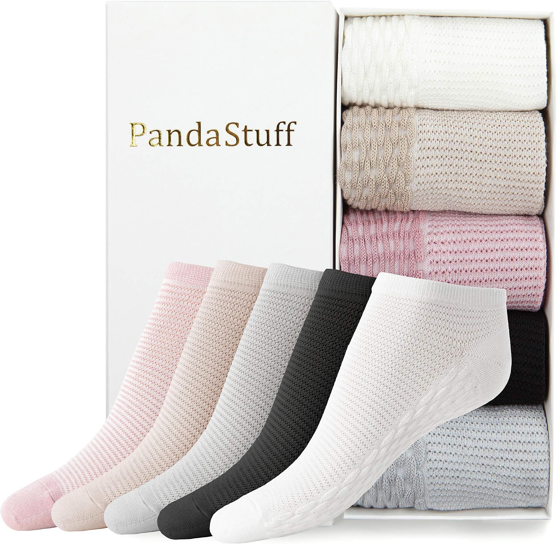 Women’s Bamboo Ankle Socks, 5-Pair Gift Box, Cute No Show, Low Cut, Soft and Non Slip