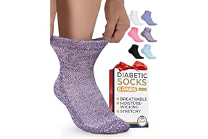 Pembrook Ankle Diabetic Socks for Women & Men | 6 Pairs | Wide Non Binding Socks Quarter Length | Edema Neuropathy Socks