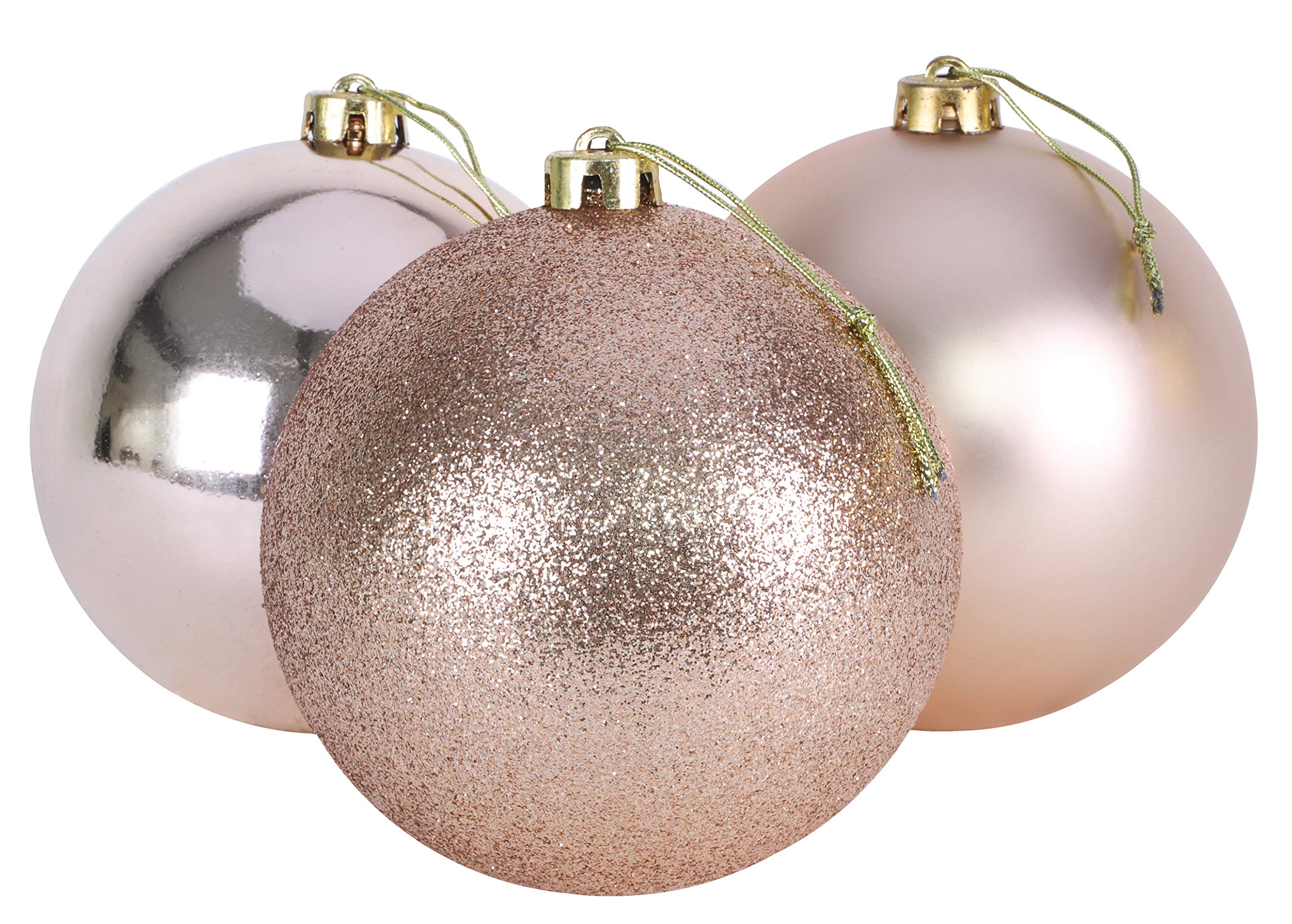 Christmas Concepts® 3-150mm (6") Extra Large Baubles - Shiny, Matte & Glitter Design - Christmas Decorations (Champagne)
