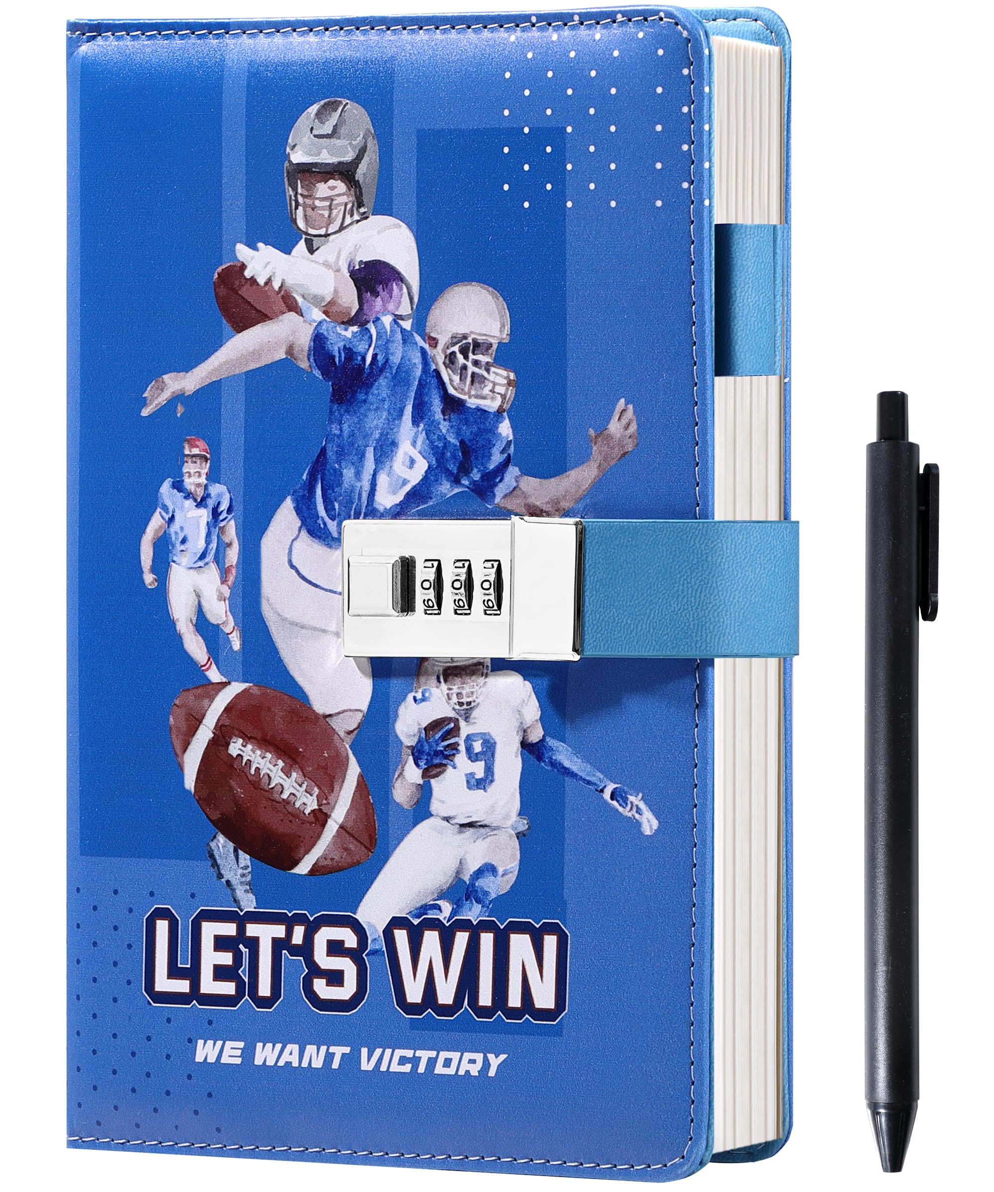 Photo 1 of CAGIE Gifts for Teen Boys Girls Diary with Lock Who Like Football, Kids Diary Securely Guard Secrets Journal with Lock for Boys, 192 Pages Refillable Teens Diary with Pen