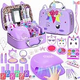 Kids Makeup Kit for Girl, Kids Nail Polish Set, Real Washable Cosmetic Set | 2026 New CPF Sustainable Materials, Safety &amp; Non-Toxic, Unicorn Makeup Toy &amp; Birthday Gifts for 3-12 Year Old