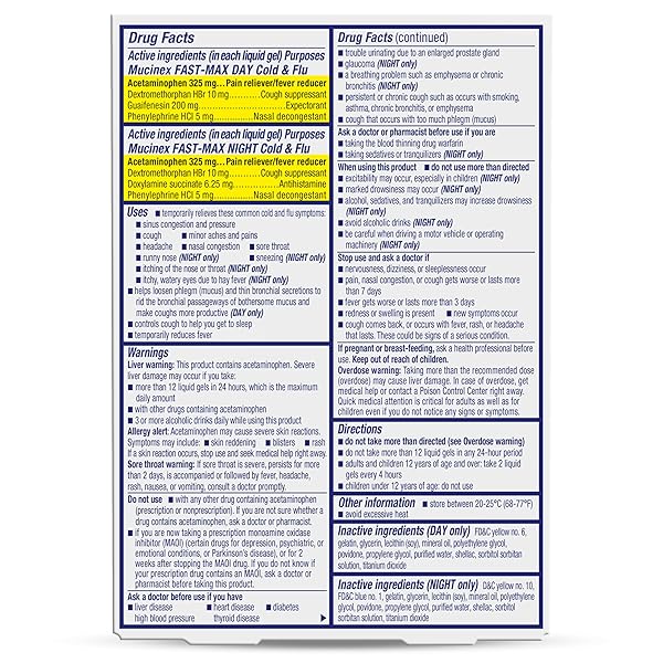 MUCINEX SINUS-MAX LIQUID GELS FOR DAY AND NIGHT, 24 COUNT