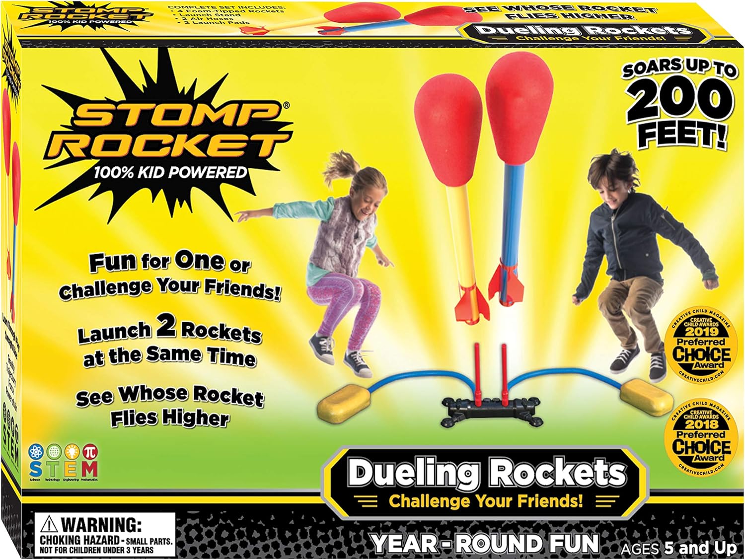 Stomp Rocket The Original Dueling Rockets Launcher, 4 Rockets and Toy Rocket Launcher - Outdoor Rocket STEM Gift for Boys and Girls Ages 6 Years and Up - Great for Outdoor Play: Toys & Games
