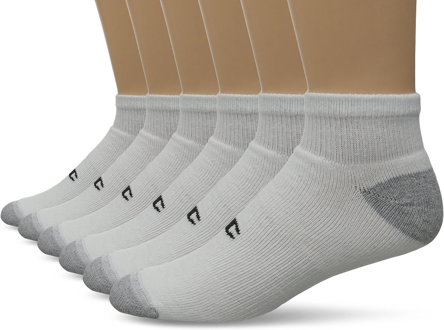 Champion Men's 6Pack Quarter Socks, White/Grey, 1013 (Shoe size 612