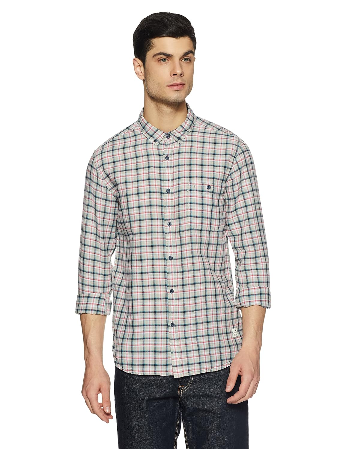 flying machine men's checkered slim fit casual shirt