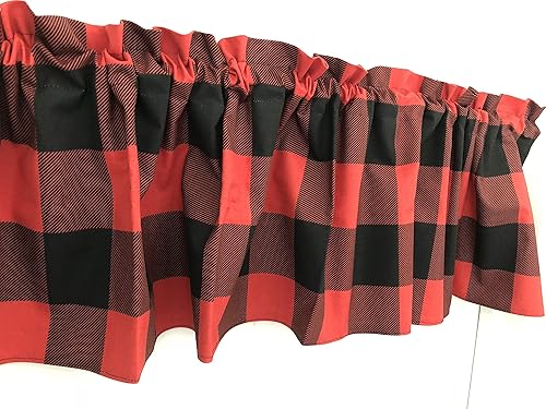 Amazon Com Red And Black Buffalo Check Lumberjack Curtain Valance