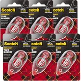 3M 6061 Scotch Double Sided Adhesive Roller Tape Runner, Permanent, Acid-Free, Photo-Safe Adhesive for Scrapbooking, Photo Mounting, and Crafts, 0.27 in x 26 ft per Roller, Pack of 6