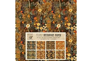 FLONZ Decoupage Paper Pack (24 Sheets 6"x6") Art Deco Flowers Chaotic Mess # Vintage Styled Pattern Paper for Decoupage, Craft and Scrapbooking