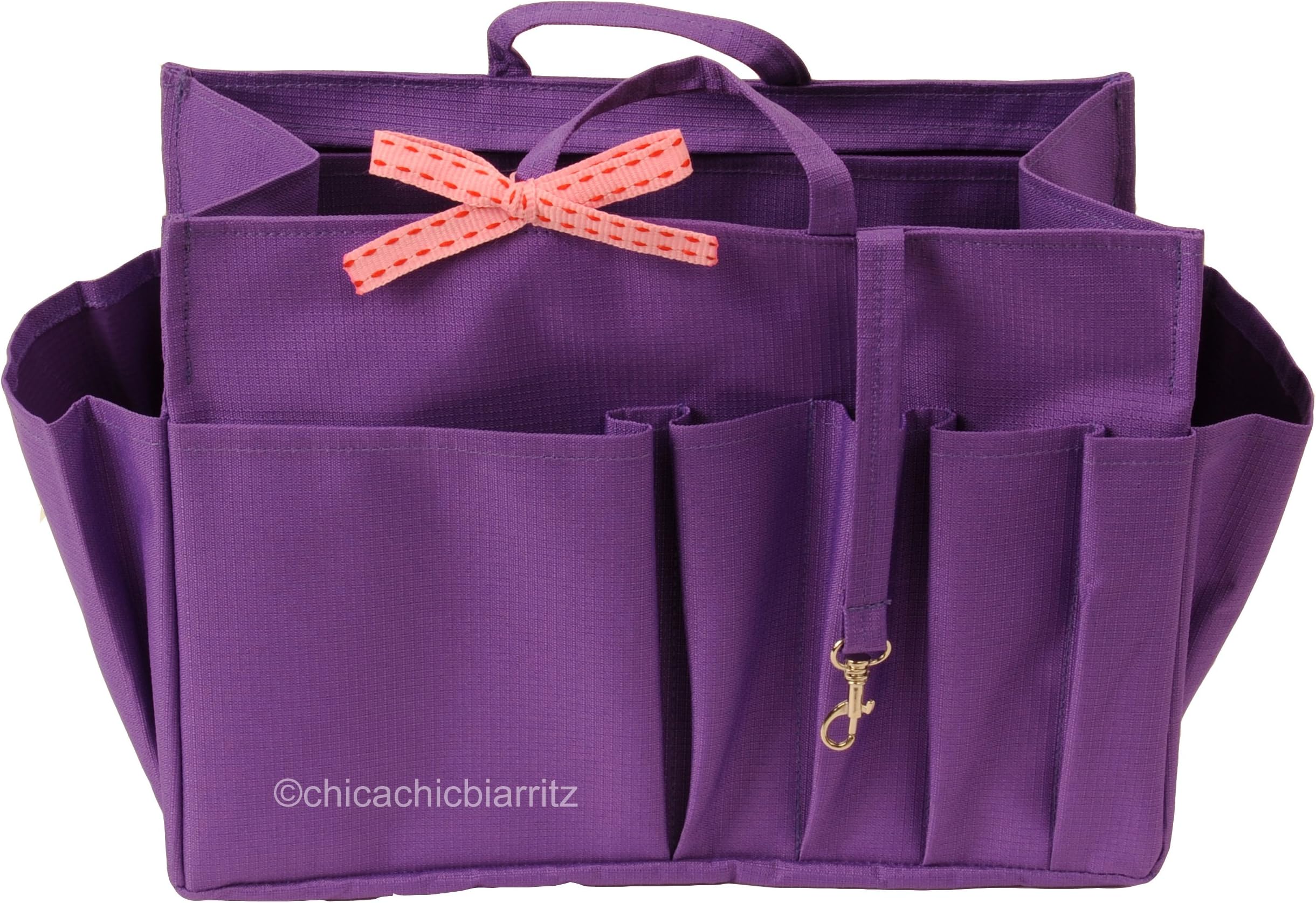 Insert Purse Bag Organizer Handbag - Handbag Organiser - XL Purple - Width 10.2"(26cm) x Height 7.4"(19cm) x Depth 4.7"(12cm)