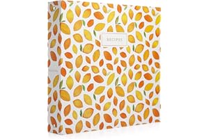 Jot & Mark 3 Ring Recipe Binder 8.5" x 11" | Full-Page with Clear Protective Sleeves and Color Printing Paper for Family Recipes (8.5" x 11" Recipe Binder, Lemon Twist)