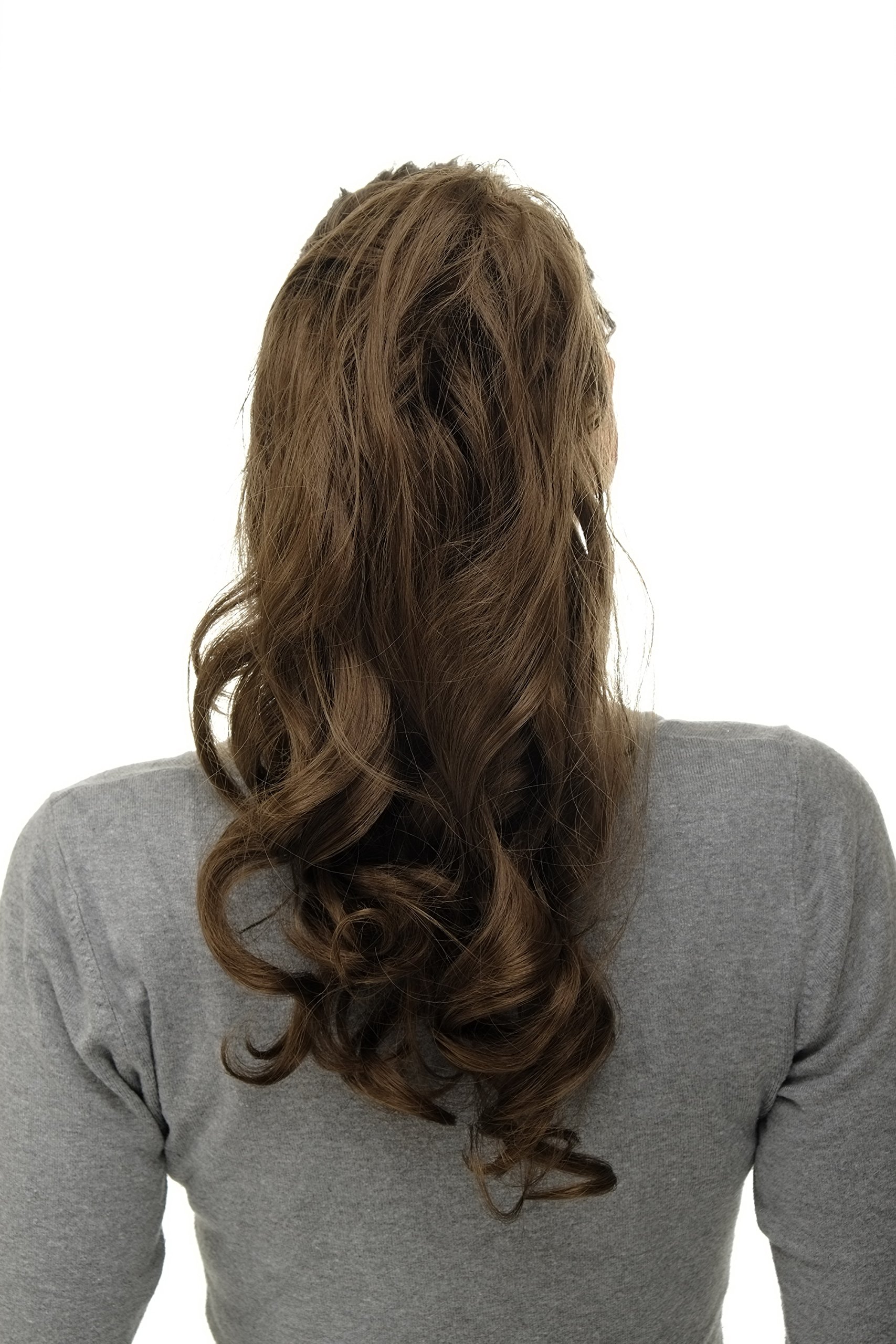 WIG ME UP WK08-10 Hairpiece ponytail with micro clamp, combs and elastic draw string curly curls voluminous very long medium brown 23inch โ image 1