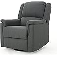GDFStudio Jemma Tufted Fabric Swivel Gliding Recliner Chair (Charcoal)