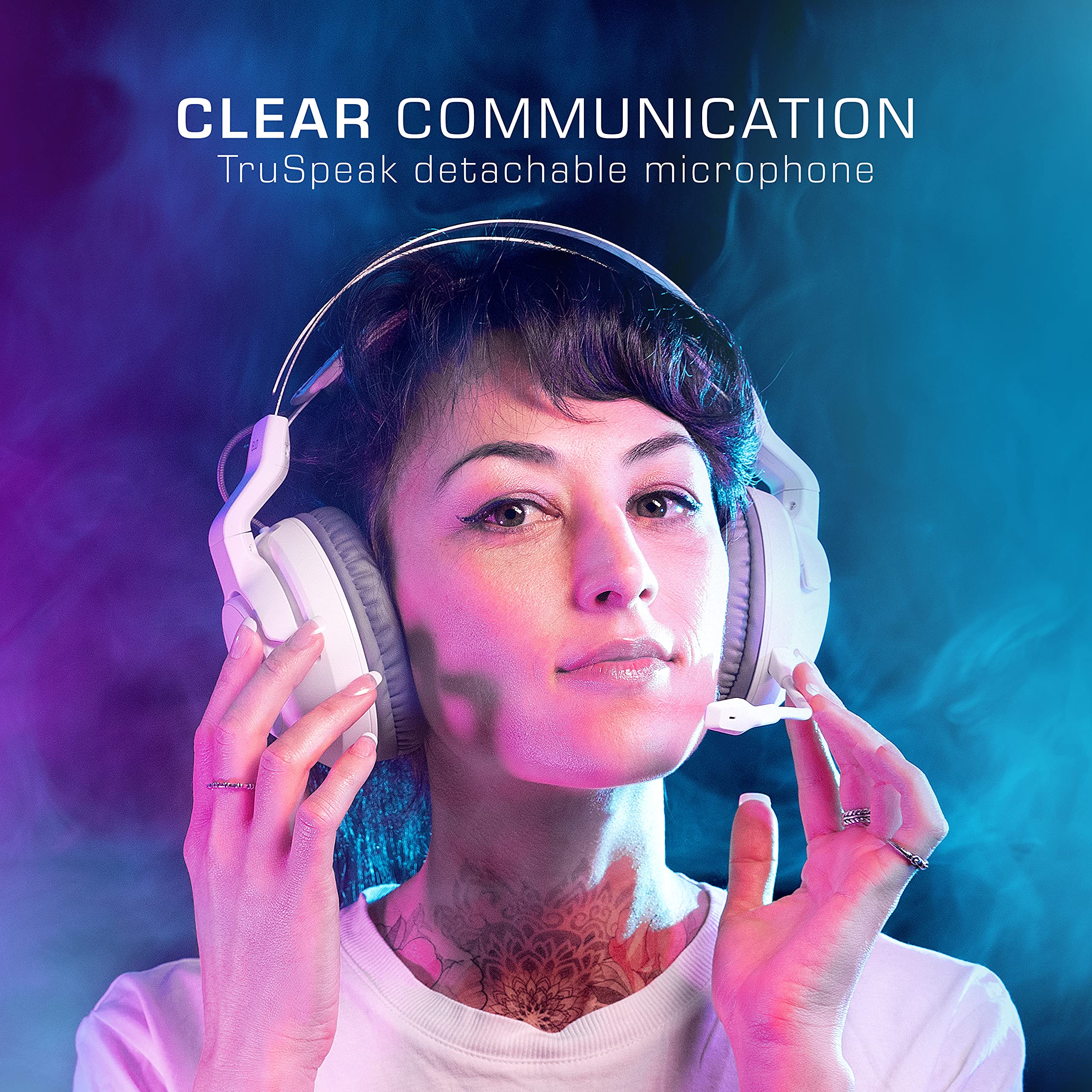 ROCCAT Elo 7.1 Air PC Wireless Gaming Headset, Surround Sound Headphones with Detachable Noise Cancelling Microphone, 50mm Drivers, 24 Hr Battery Life, RGB Lighting, White
