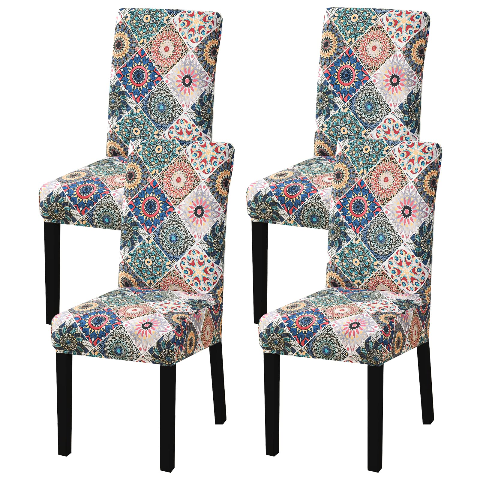 HZDHCLH Chair Covers Slipcovers 4/6 PCs Stretch Removable Washable Short Dining Chair Protector Cover Seat for Hotel,Dining Room,Ceremony（Curtain of Dreams,4 PCS）