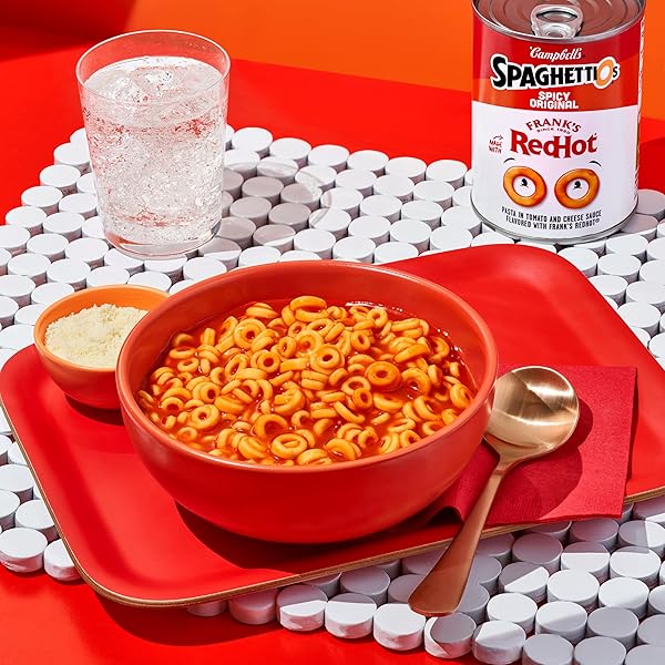 SPAGHETTIOS SPICY ORIGINAL MADE WITH FRANK’S REDHOT, CANNED PASTA, 15.8 OZ CAN