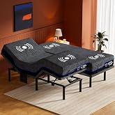 Amada Split King Adjustable Bed Frame and 14 Inch Cooling Gel Memory Foam Mattress Set, Massage, Head &amp; Foot Incline, Wireless Remote, USB Ports, LED Night Light, Medium Firm Support