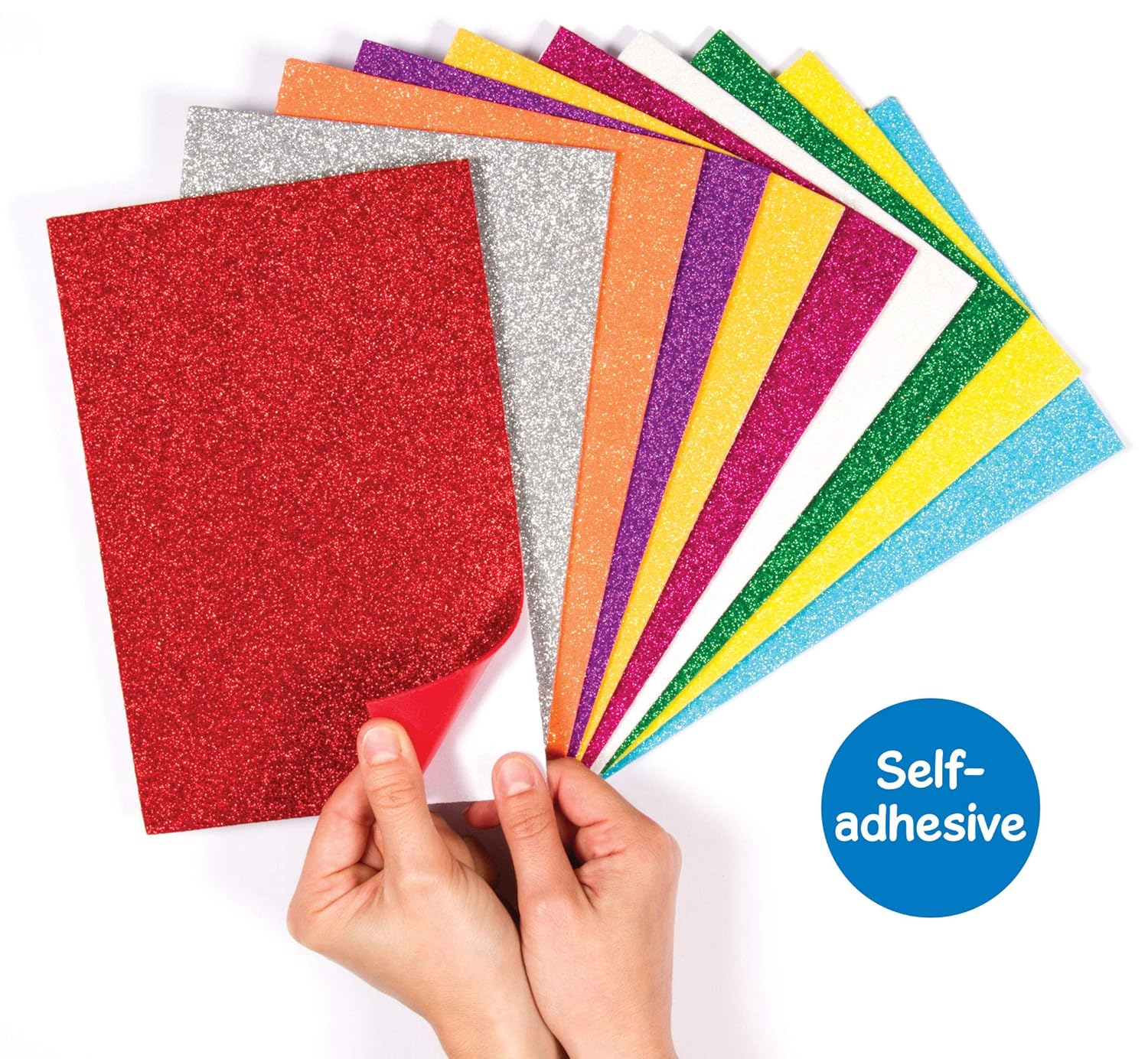 Baker Ross EF434 Self-Adhesive Glitter Foam Sheets - Creative Art Supplies for Kids Seasonal Crafts and Decorations (Pack of 10) - Image 5