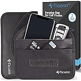 TICONN Faraday Bag for Cell Phone (2 Pack), GPS RFID Signal Blocking Bag, Shielding Pouch Wallet Phone Case (Black)