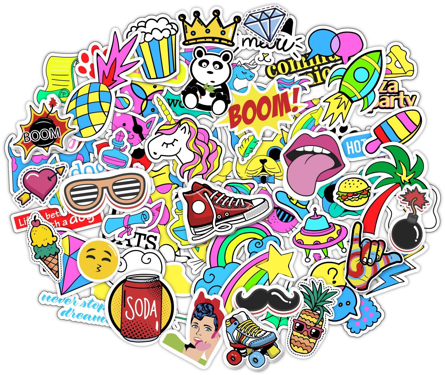 Stickerbomb 400x Stickers Graffiti Laptop Skin Skateboard Vinyl Decals pop Art Decals Pack Snowboard Luggage Suitcase Car Bike Bumper Stickers Bomb Pack Fridge Patches MacBook iPhone Compatible