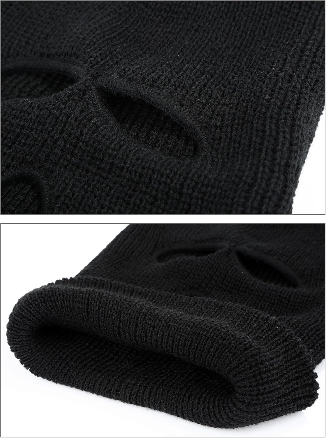 3-Hole Knitted Full Face Cover Ski Mask, Winter Balaclava Warm Knit Full Face Mask for Outdoor Sports (Black, Adult Size) at  Men’s Clothing store
