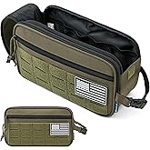 PAVILIA Tactical Toiletry Bag for Men, Travel Hygiene Bag, Military Gear Dopp Kit, Water Resist Molle Accessories Pouch, Mens Shaving Essentials, Gym Bathroom Shower Small Toiletries Tool EDC, Olive